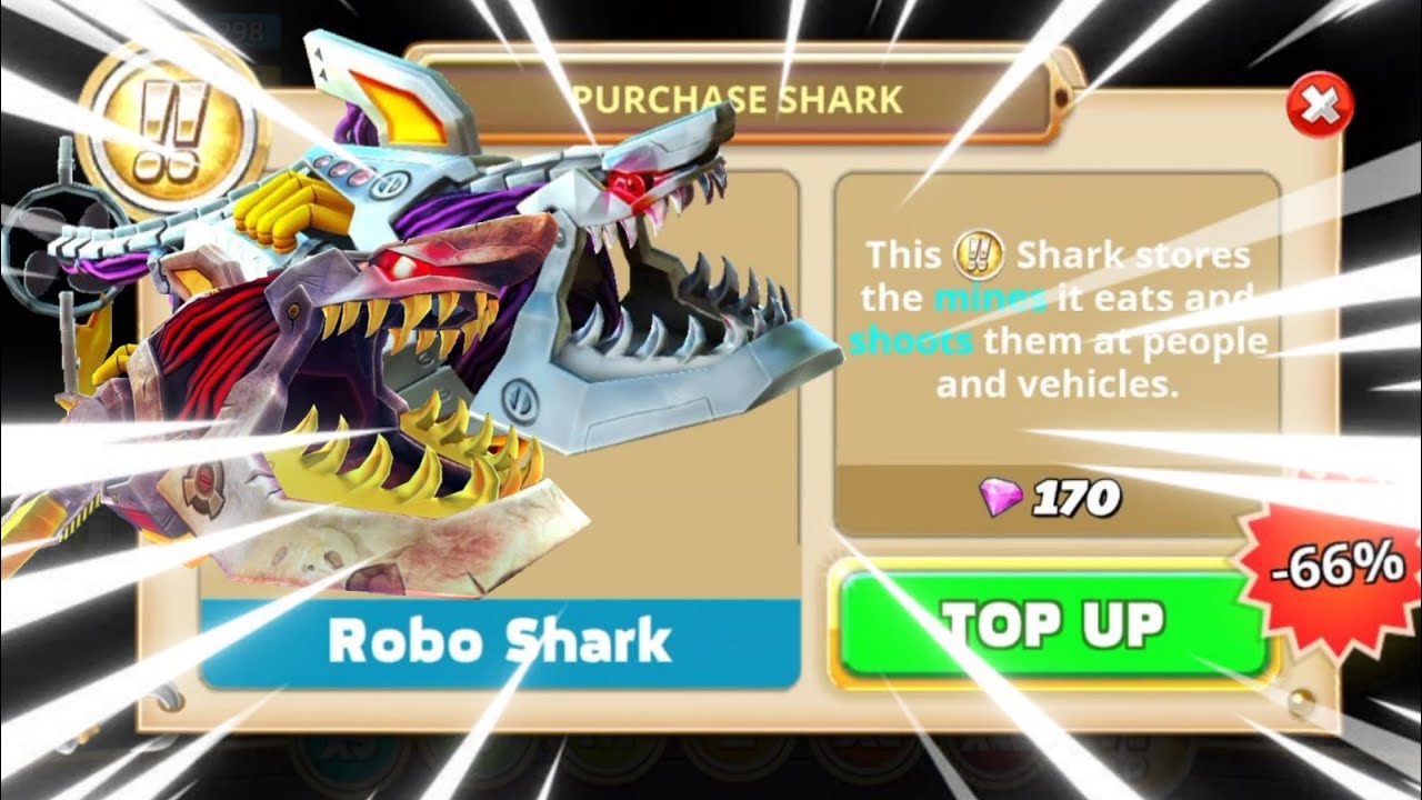 GET ROBO SHARK 66% OFF ONLY 170 GEMS! - HUNGRY SHARK WORLD