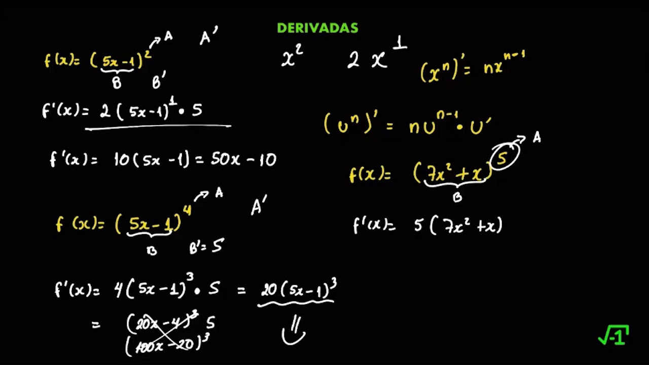 Clase de Derivadas con Regla de la Cadena (9 Ejemplos)
