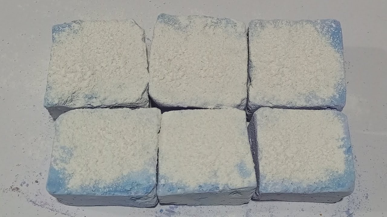 Baby Powder Topped Sky Blue Gym Chalk Blocks Crush| ASMR| Oddly Satisfying| Sleep Aid|Anxiety Relief