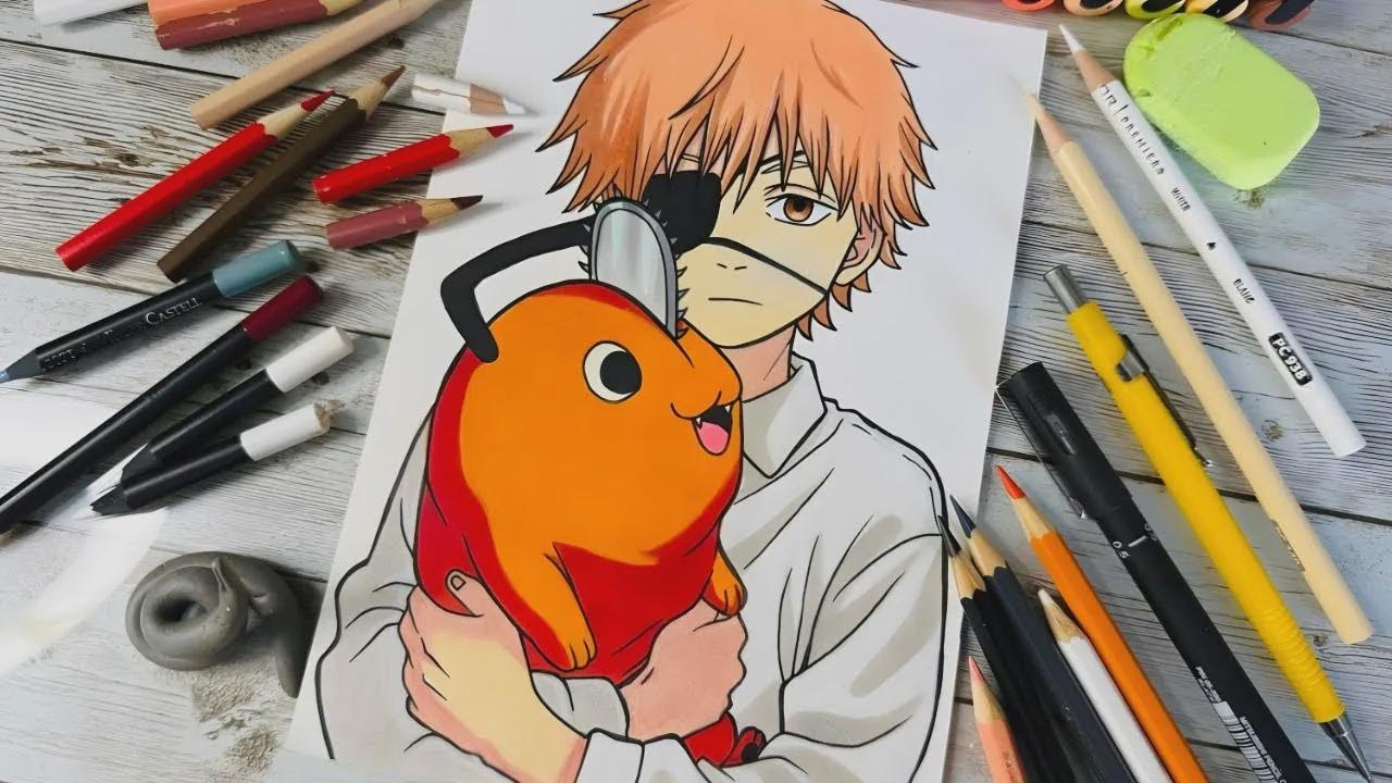 How to Easily Draw Denji and Pochita from Chainsaw Man