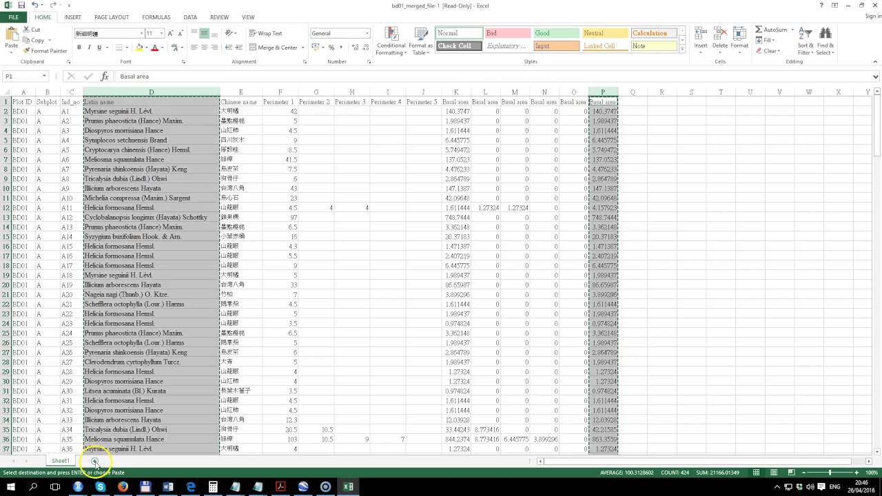 calculating IVI in Excel