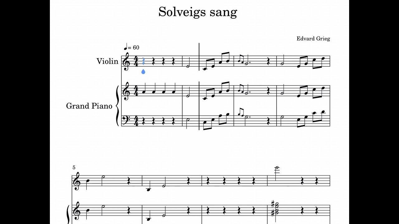 ABRSM 2020-23 Violin Grade 4 B3 Solveigs sang (tempo : 60)