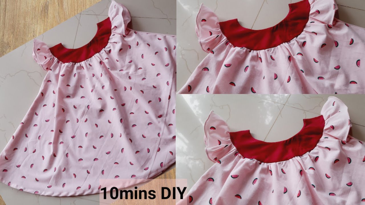 Latest Model Baby Frock Cutting & Stitching in just 10mins #Frill Frock #Kids Dailywear Summer Dress