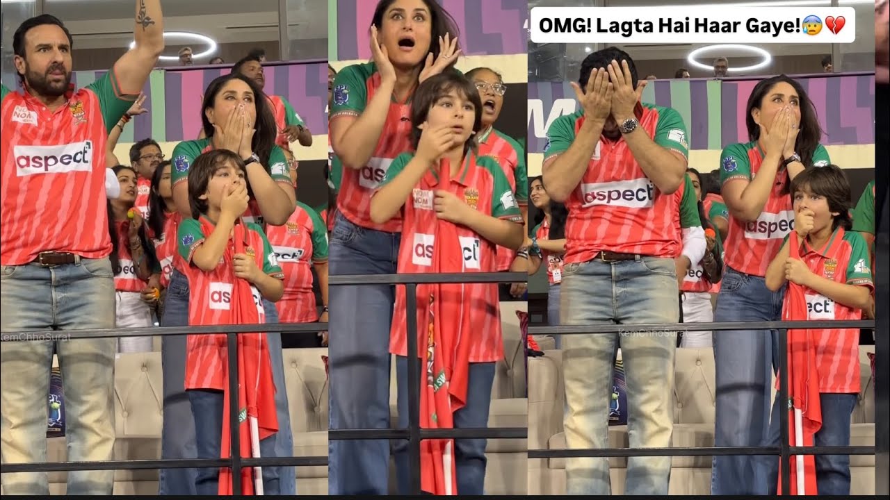 Pregnant Kareena Kapoor wid taimur jeh ali khan Saif disappointed angry sad aftr her team lost match