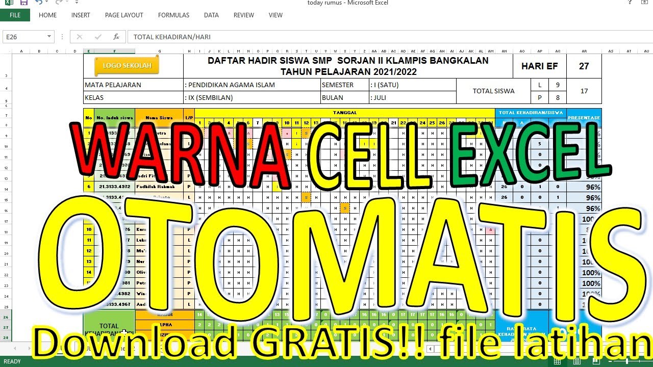 Cara Memberi Warna Otomatis Pada Kolom Excel yang berisi Huruf atau kriteria tertentu