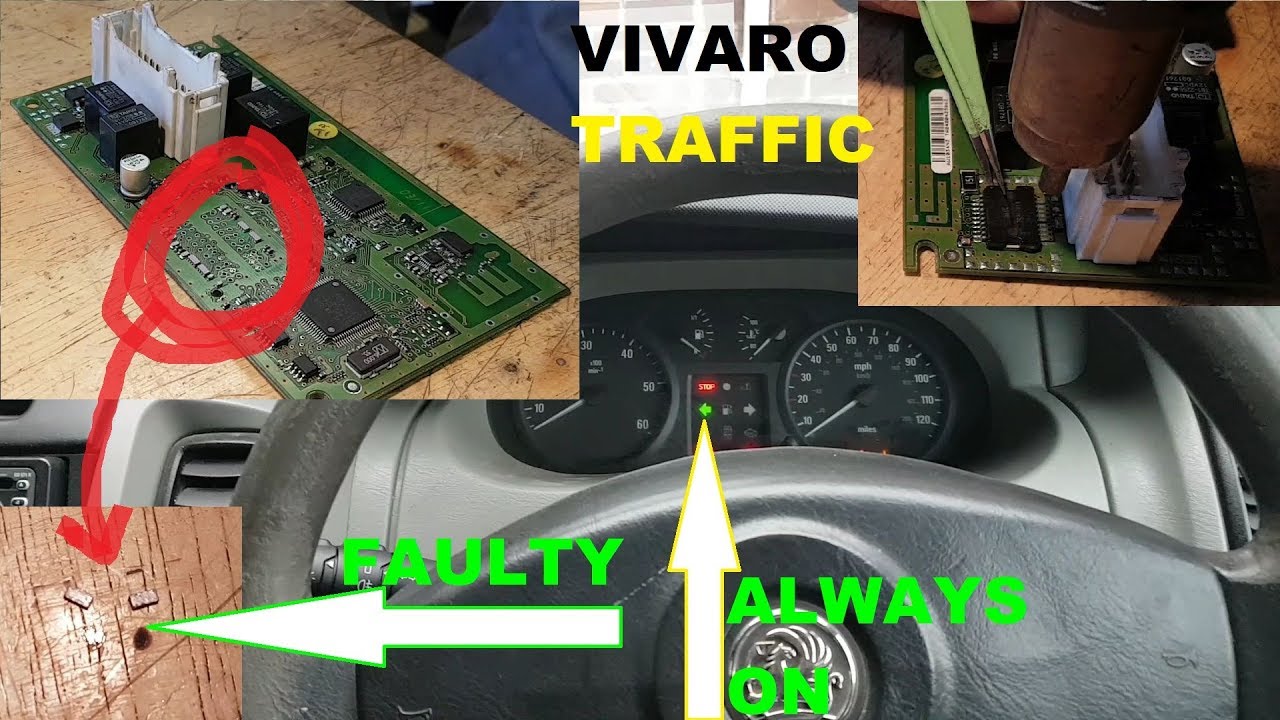 Vauxhall Vivaro 2003 turn signal always on. UCH faulty. Fault finding and repair.