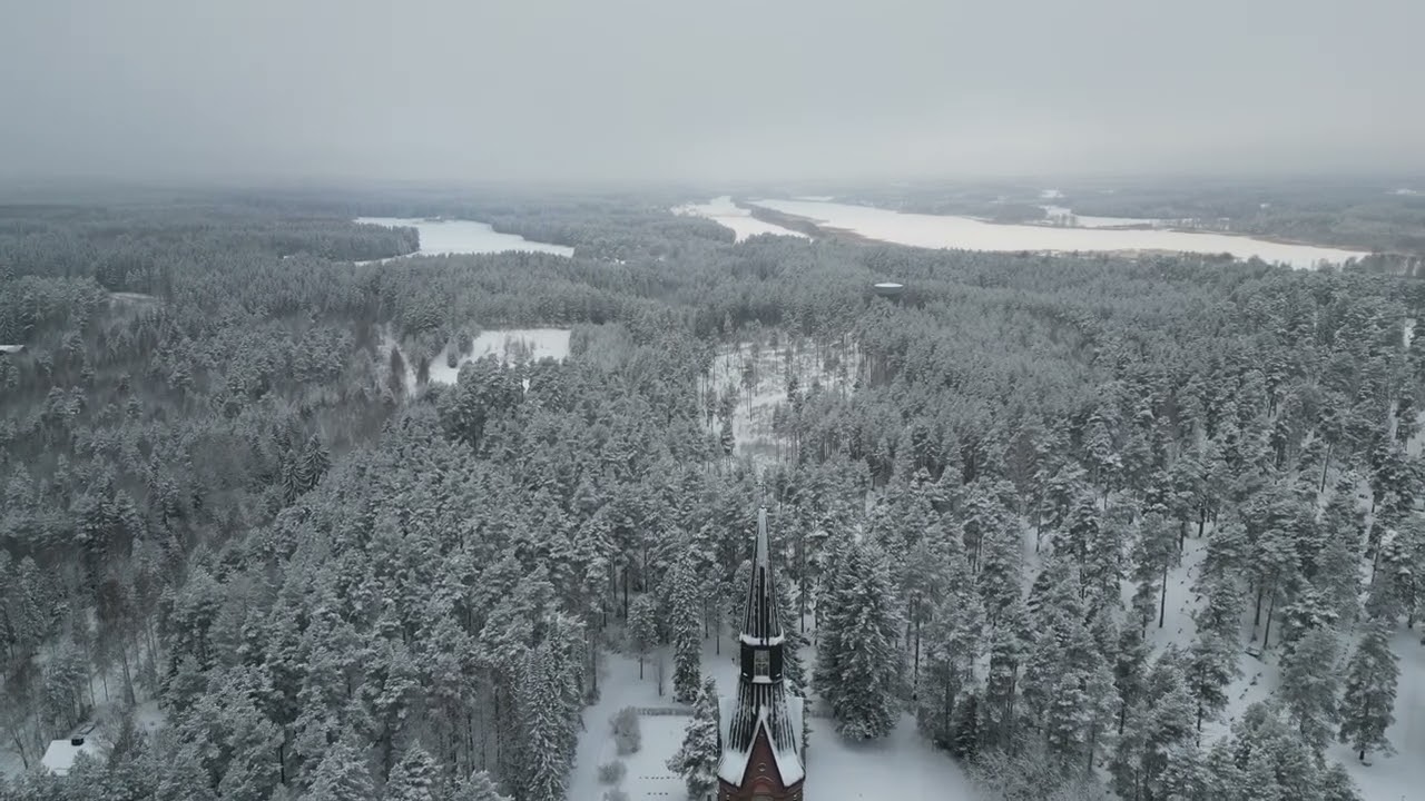 Winter drone sights over the town of Rantasalmi, Eastern Finland 5.12.2022 III