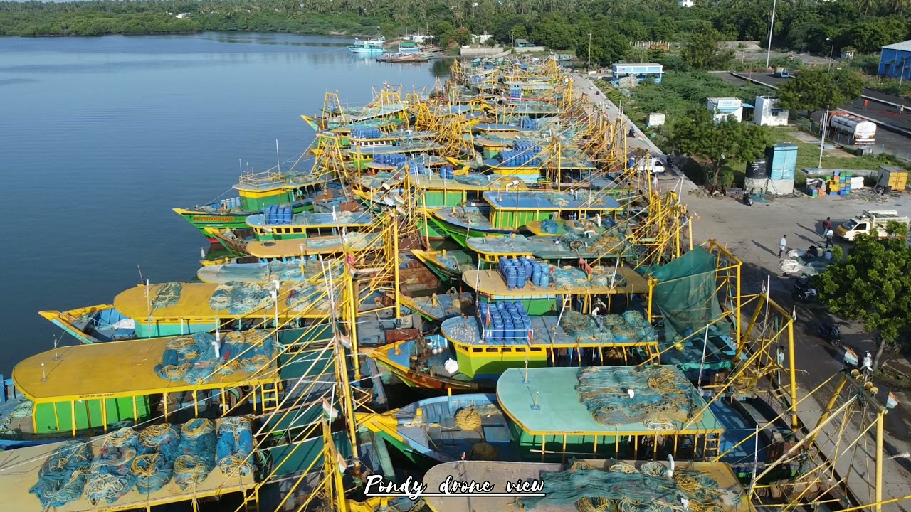Pondicherry Harbour Drone View