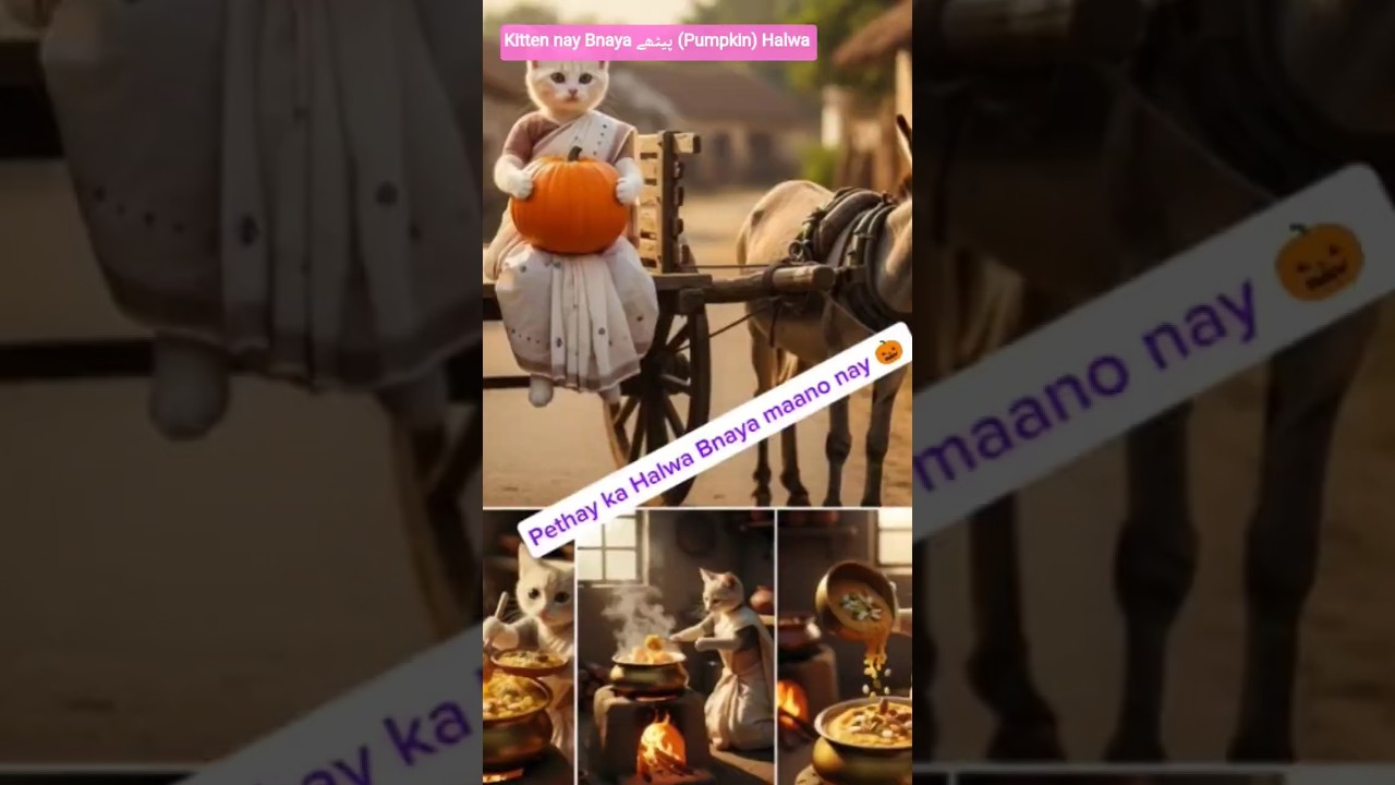 Kitten nay Bnaya پیٹھے(Pumpkin)🎃halwa🤤🥘#ai#Kittencooking #Pethaykahalwa#aicooking#pumpkinhalwarecipe