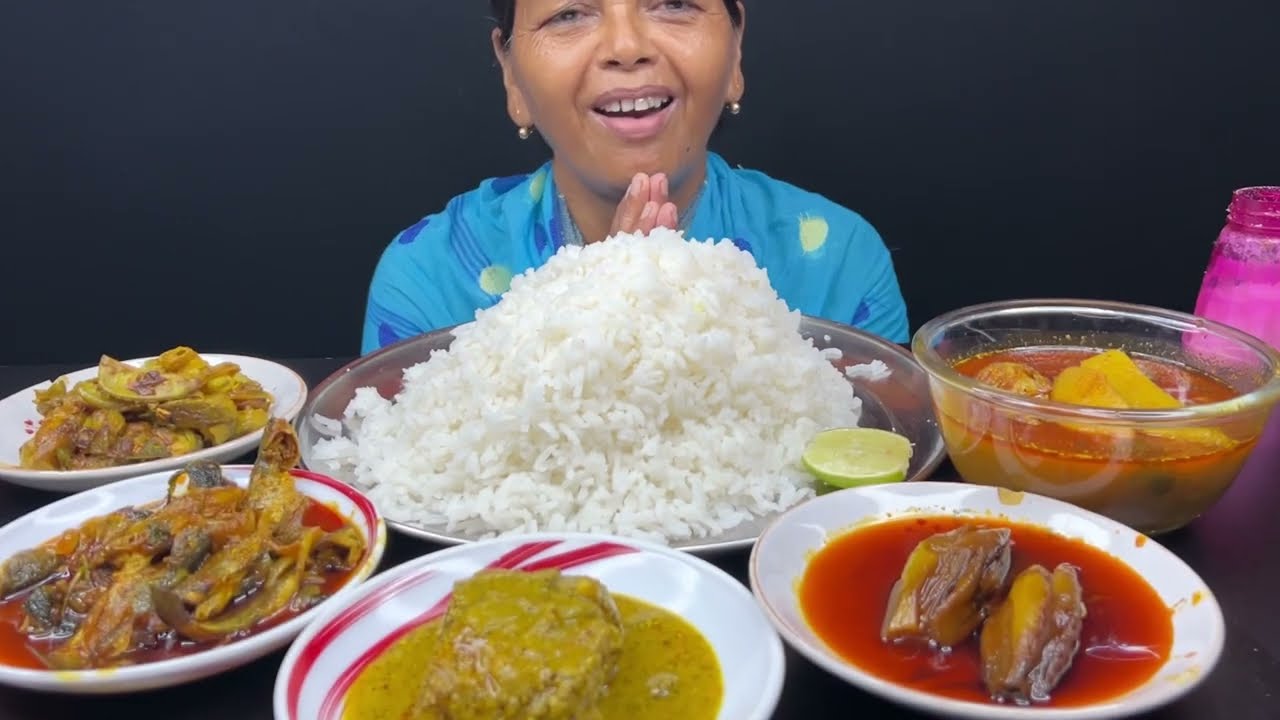 BIGBITES, EATING RICE WITH VETKI KALIA, TEL POTOL, TANGRAR JHAL, BOK SORSHE, KAKROL VAJA।।