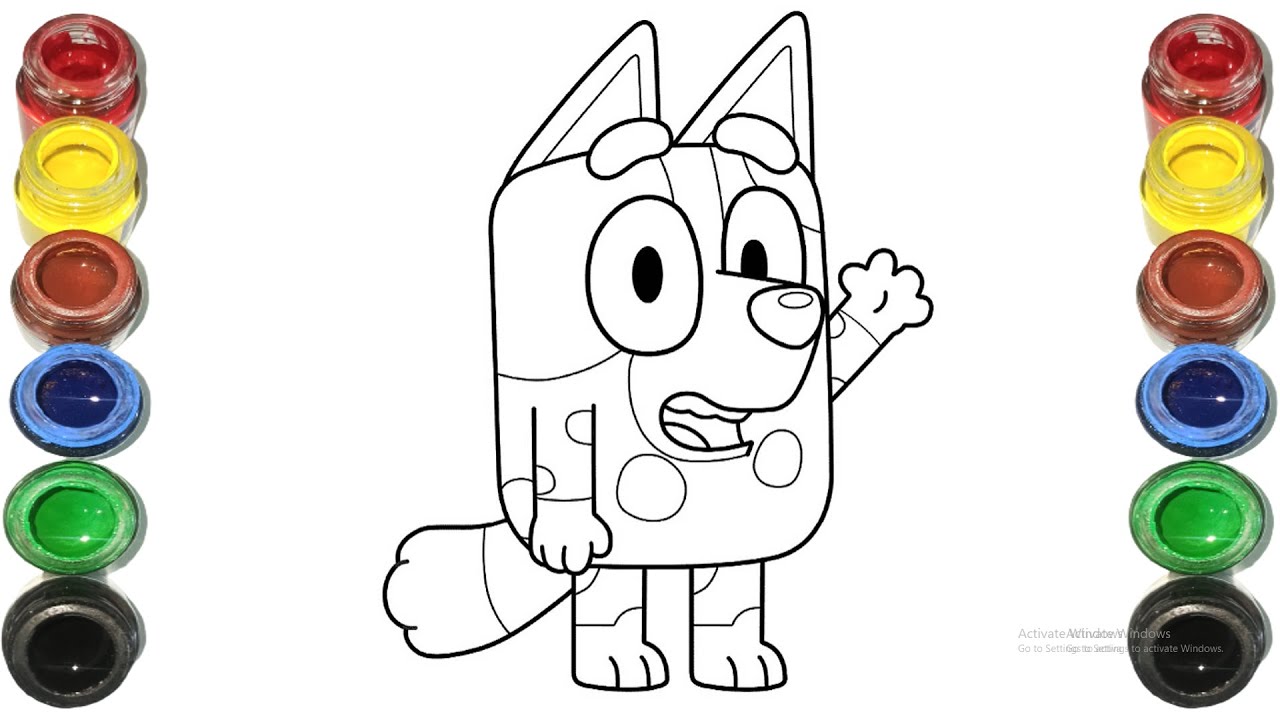 Cute Bluey Drawing for kids, Painting & Coloring for kids, Toddlers | Let's Draw Together