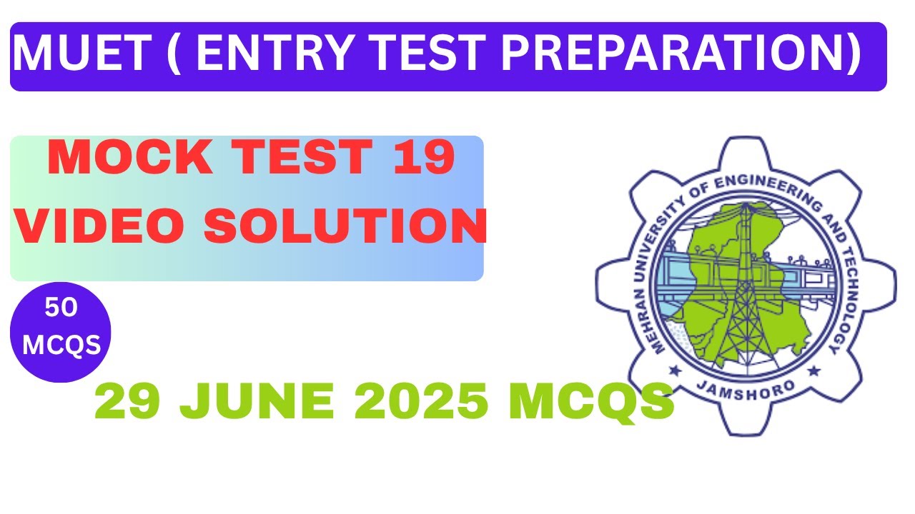 Mehran University Past Paper Mcq(29-JUNE-2025)|| MUET Entry Test Past Papers