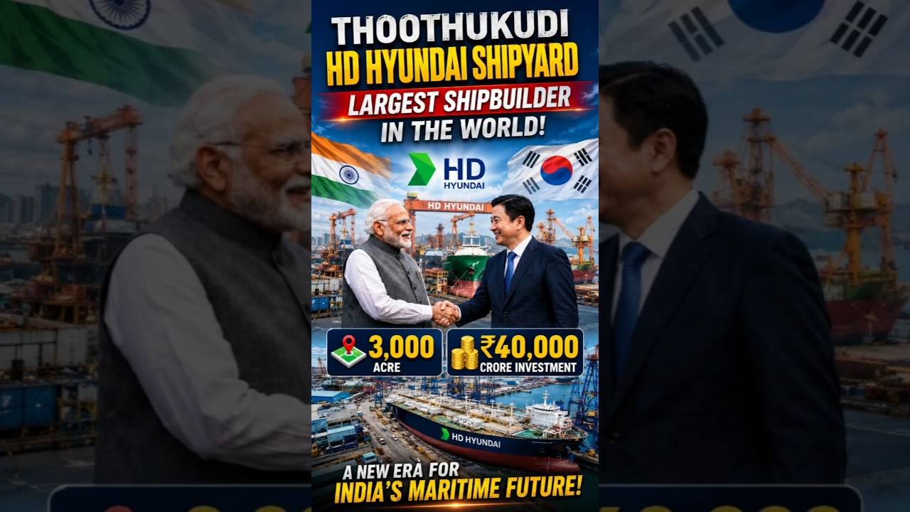 🌊🚢Thoothukudi😱₹40,000 Crore Hyundai Shipyard 3000 Acres❗️#shorts