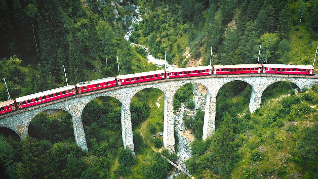 Switzerland: Amazing Viaducts and Bernina Express Trains (4K)