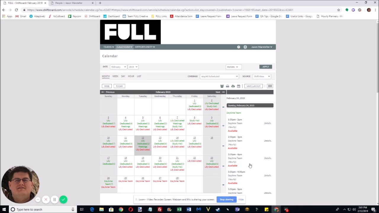 Schedule Selection in Shiftboard