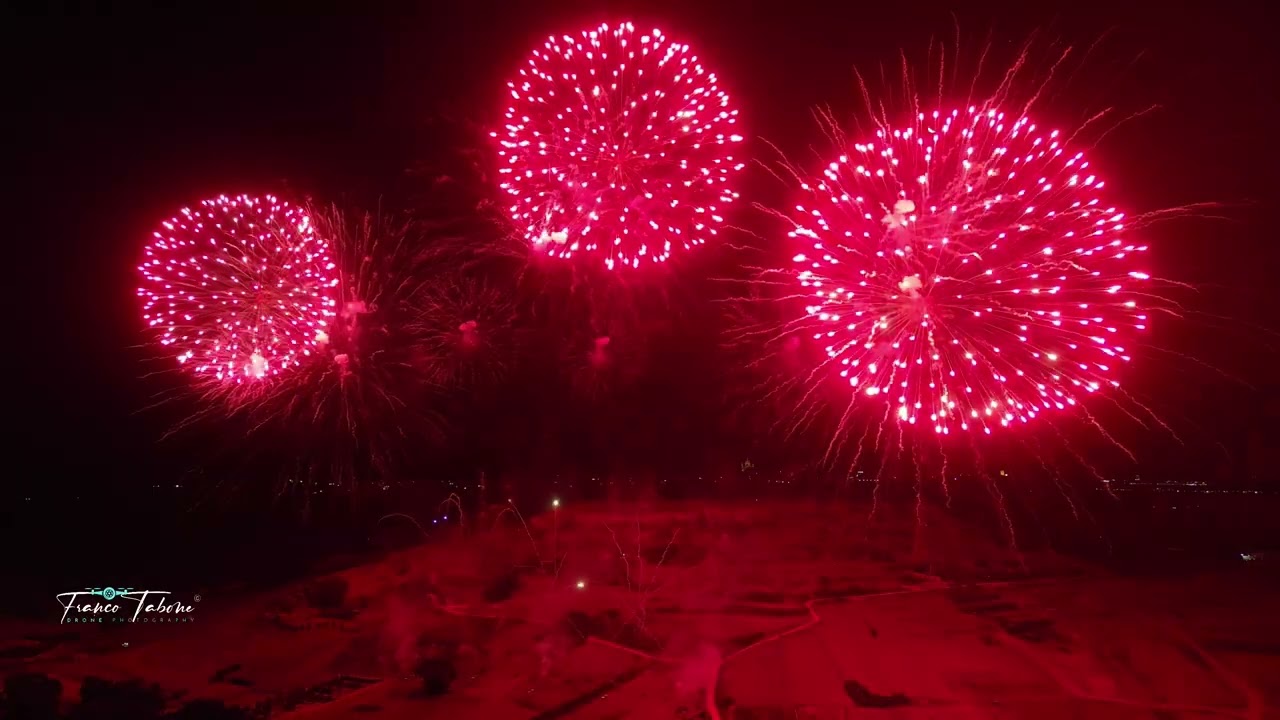 4K DRONE VIDEO Part 1 - XAGHRA FABULOUS FIREWORKS - NIGHT OF THE VICTORY 2025