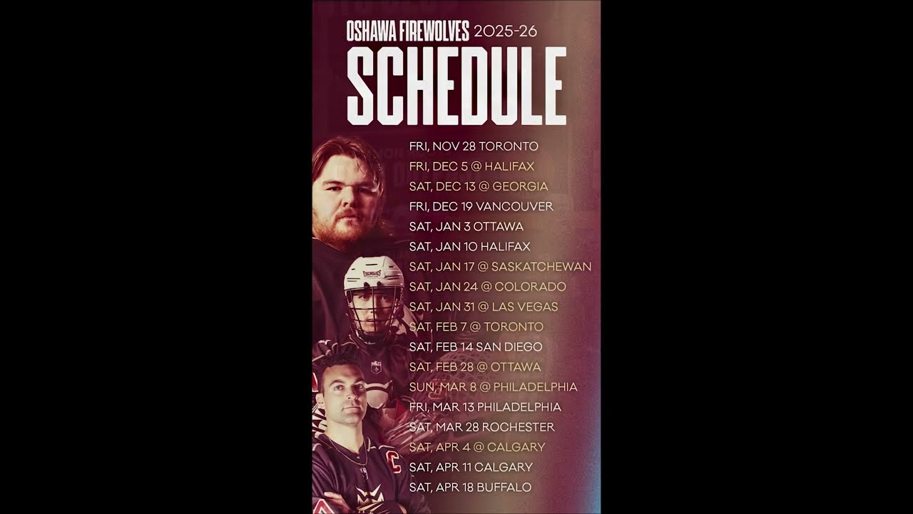 Oshawa FireWolves Schedule Release 2025-2026