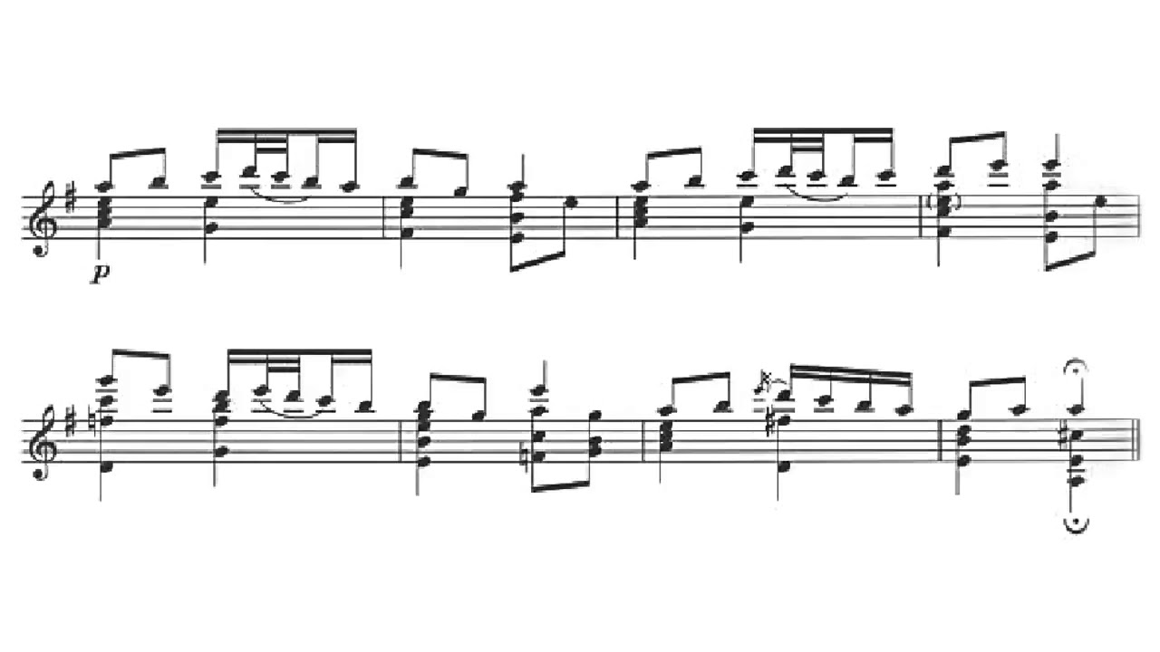 Takashi Yoshimatsu - Two Little Pieces for Guitar (Score video)