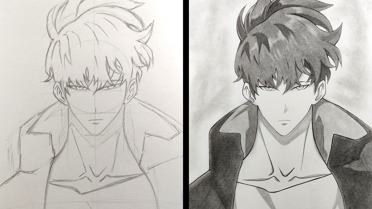 How to Draw Sung Jinwoo - Solo Leveling | easy anime drawing
