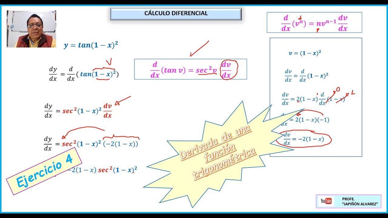 DERIVADA DE UNA FUNCIÓN TRIGONOMÉTRICA. Ejercicio 4.