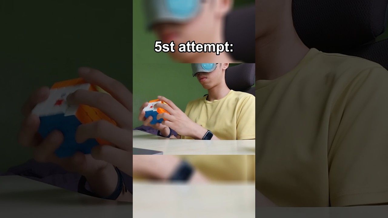 It took 9 tries to do this (1st 5bld success) #5bld #blindfold #moyu #gan #qiyi #shorts