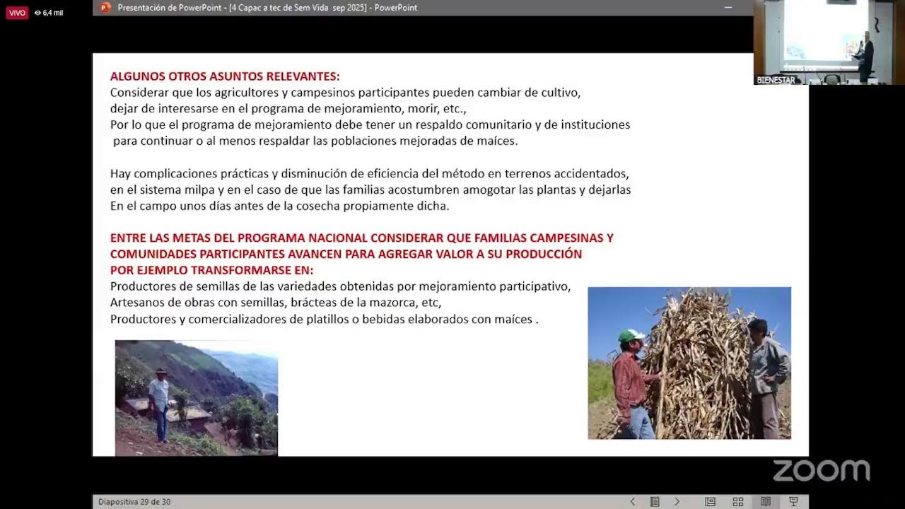 Conferencia siembra de maiz, columba