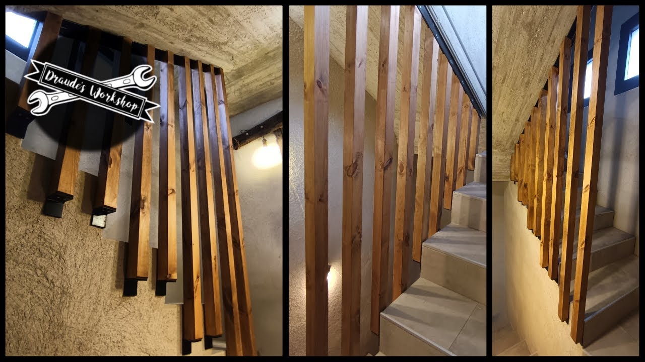 Barandilla con listones de MADERA y ACERO estilo industrial 🆙 🪜