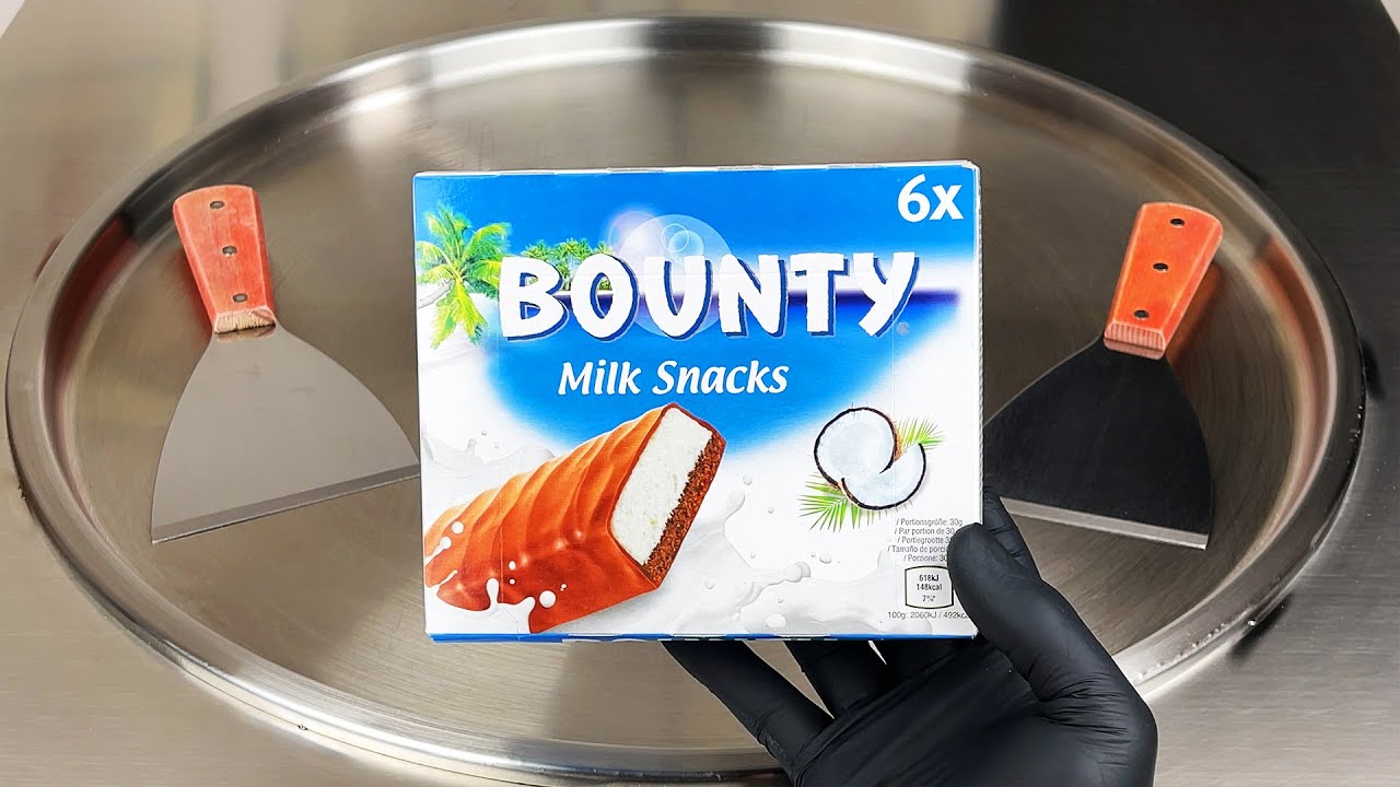Bounty Milk Snack Ice Cream Rolls 🍦 Cutting Bounty Milk Snack into Fried Ice Cream Rolls