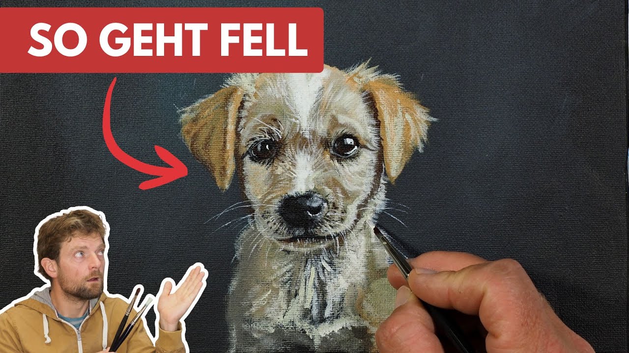 Fell malen mit Acryl - So entsteht ein süßer, kleiner Hund 