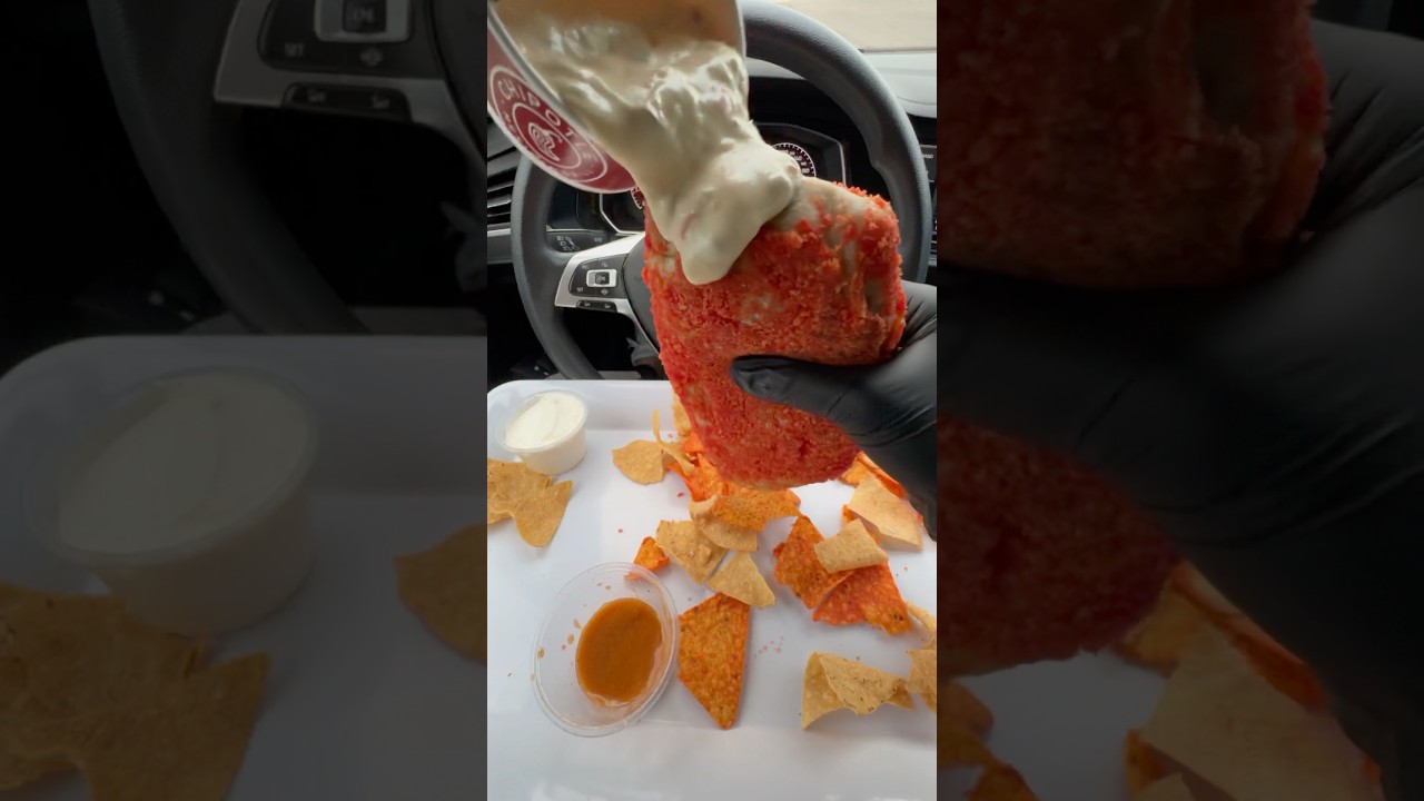 GIANT Hot cheetos burrito from chipotle!! 🌯🔥#food  #mukbang #asmr