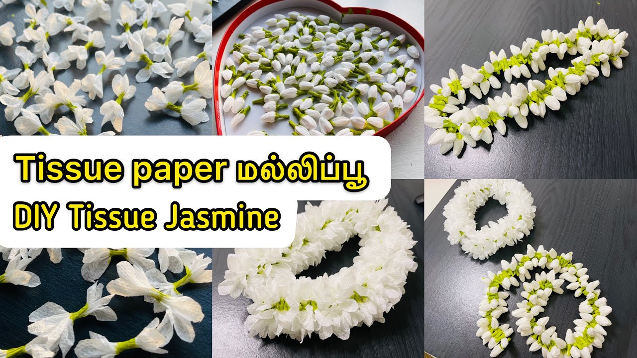 Tissue Paper Jasmine Flower|DIYJasmine Flower with Tissue|மல்லிப்பூ |Easy flower making at home