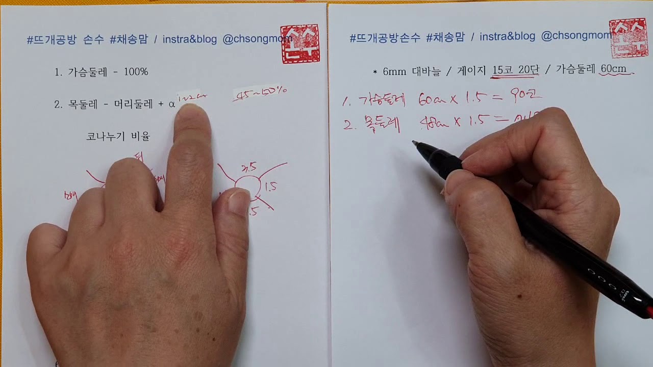탑다운 레글런 스웨터 계산법