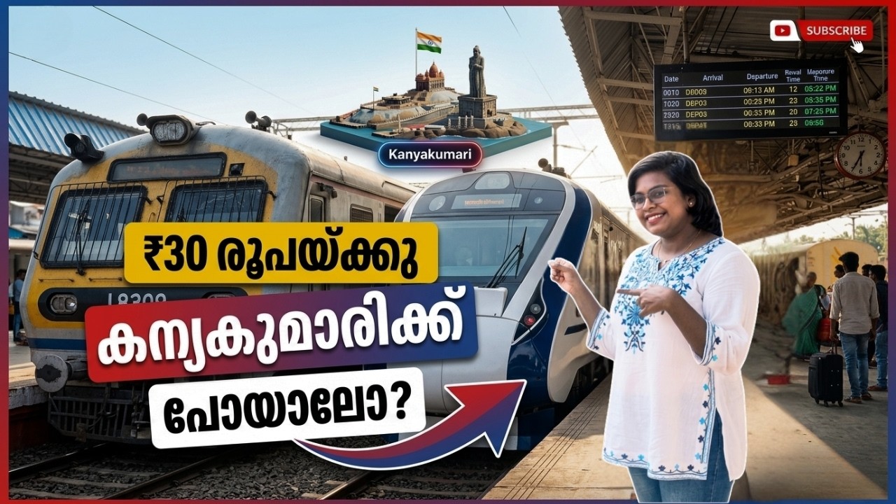 Varkala to Kanyakumari Train Journey 🚆 | MEMU Passenger 66306 | Kerala to Tamil Nadu Travel
