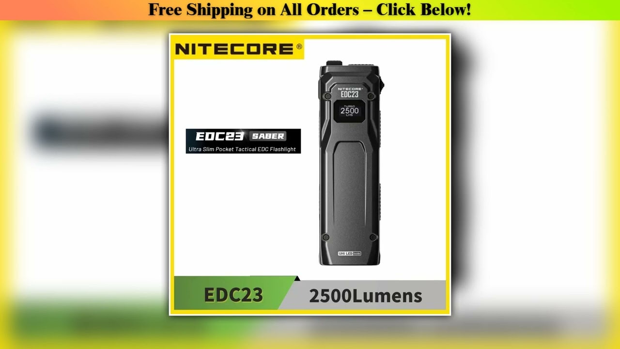 NITECORE EDC23 Ultra Slim EDC Flashight 2500 Lumens USB-C Rechargeable Pocket Small Tactical Troch