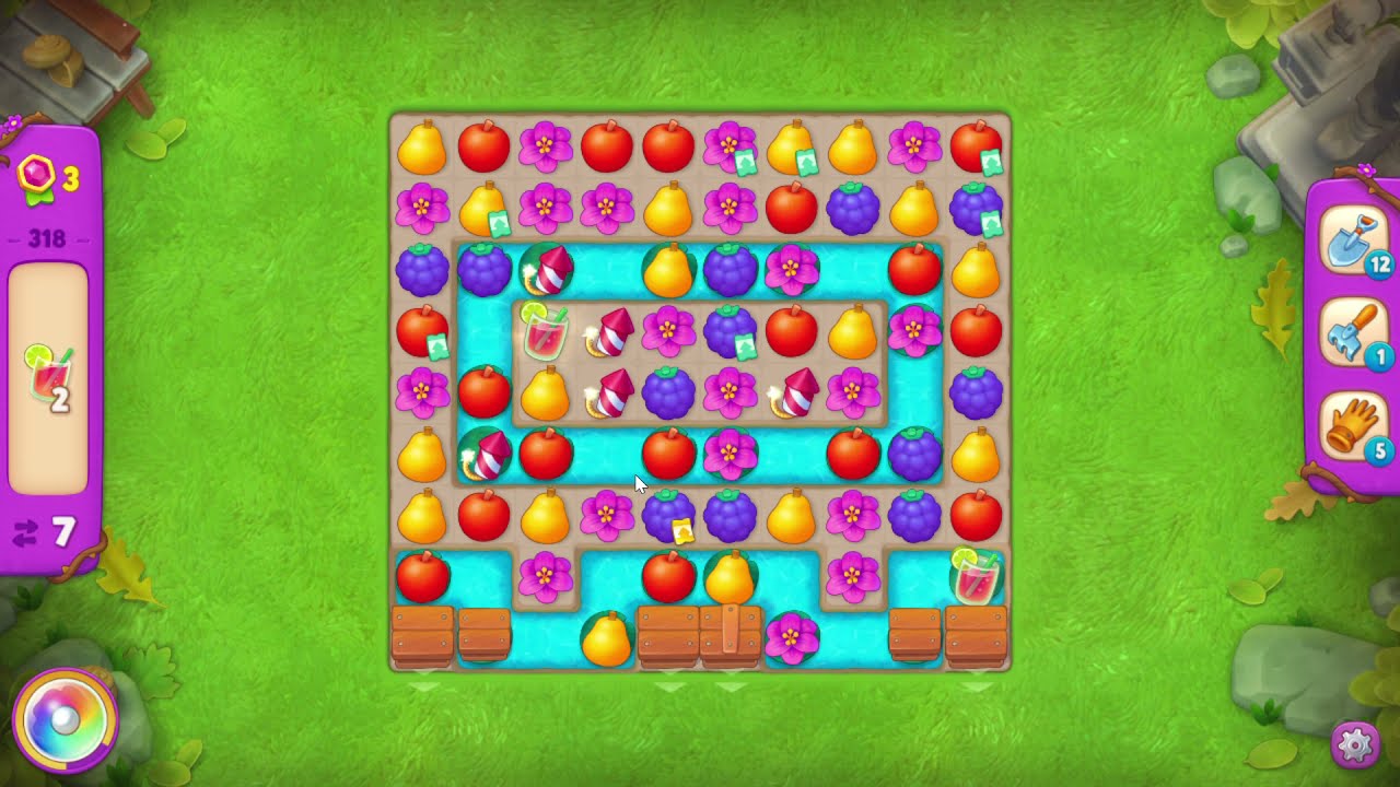 Gardenscapes 318 Super Hard Level - NO BooSTERS