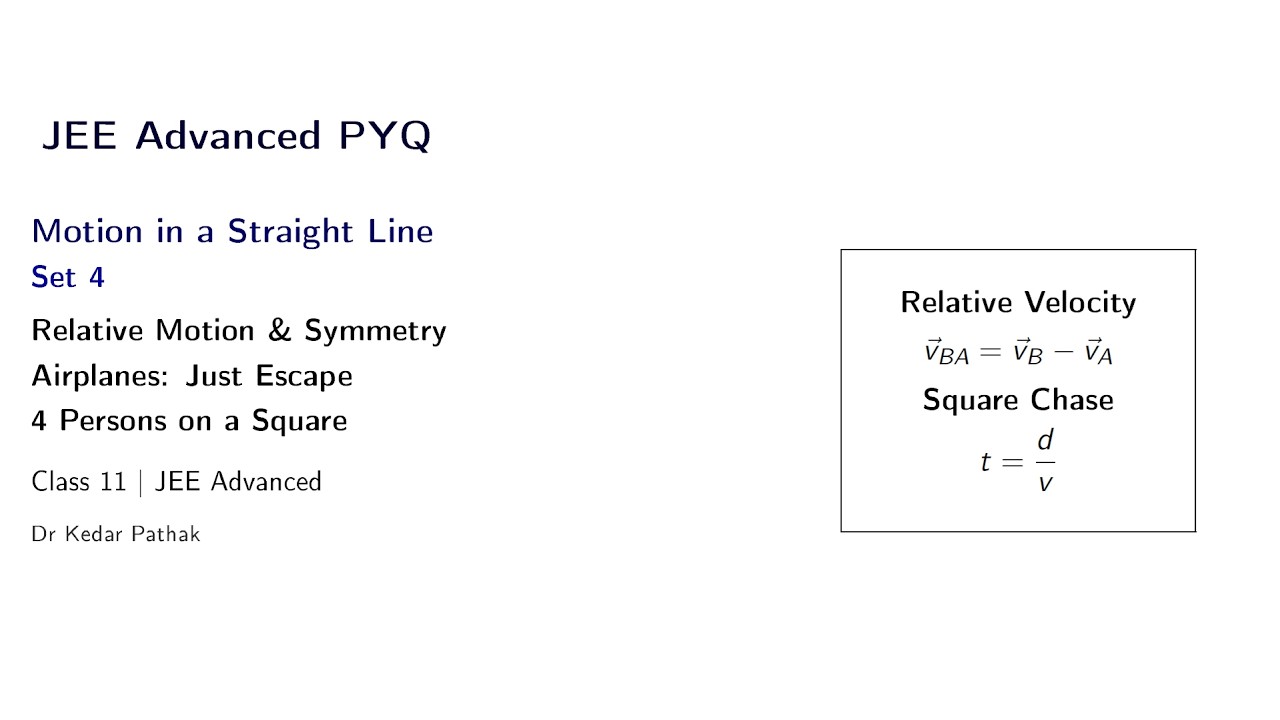 JEE Advanced PYQ  Motion in a Straight Line Set 4  Relative Motion & Square Chase Problem