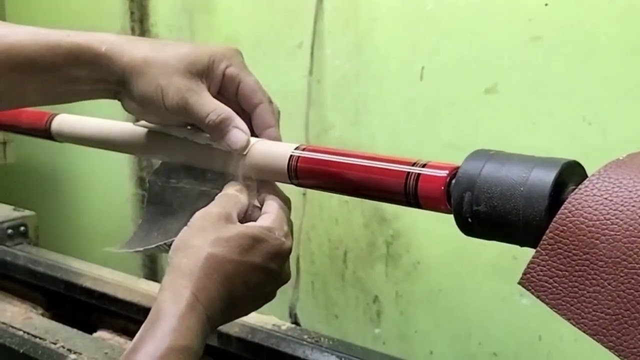 Tony Bautista_ Cuestomized Red cue, Finishing-Installation of Leather Wrap Part 2 (Last Part)
