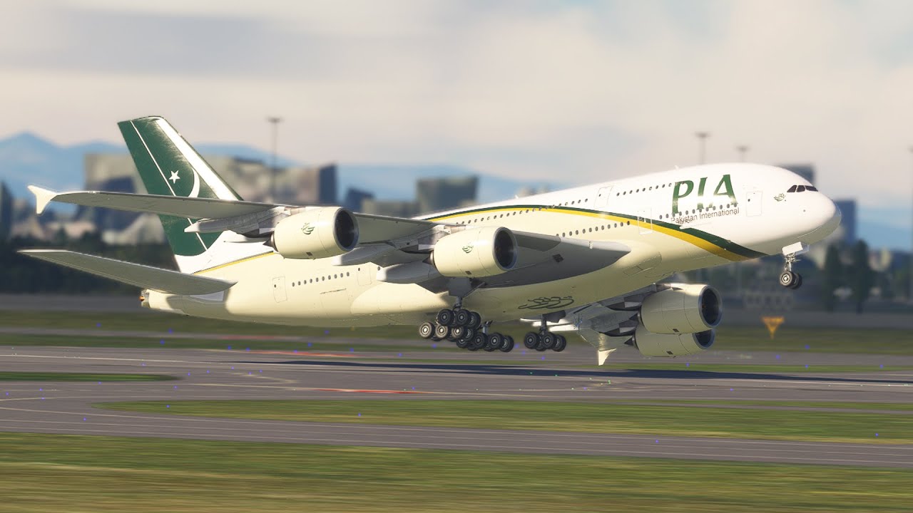 Extremely Low Approach! PIA Airbus A380-800 Nearly Touches Down at Tokyo Airport