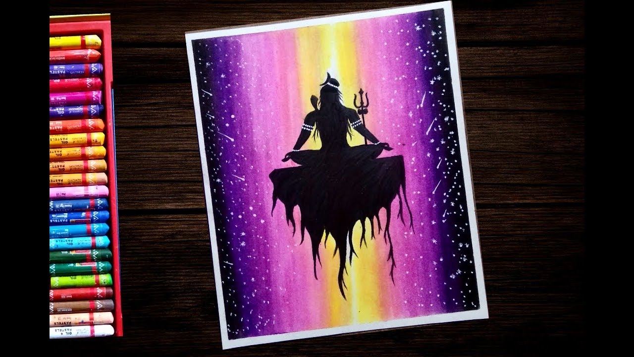 Drawing Lord Shiva unique colour combination || by oil pastel colour painting