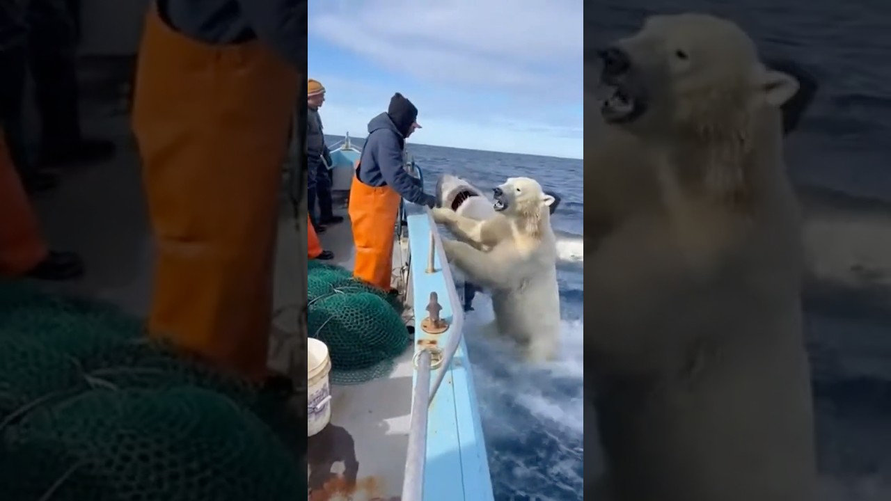 Polar Bear Climbed Our Boat… Then a Shark Appeared! 😱🐻‍❄️🦈