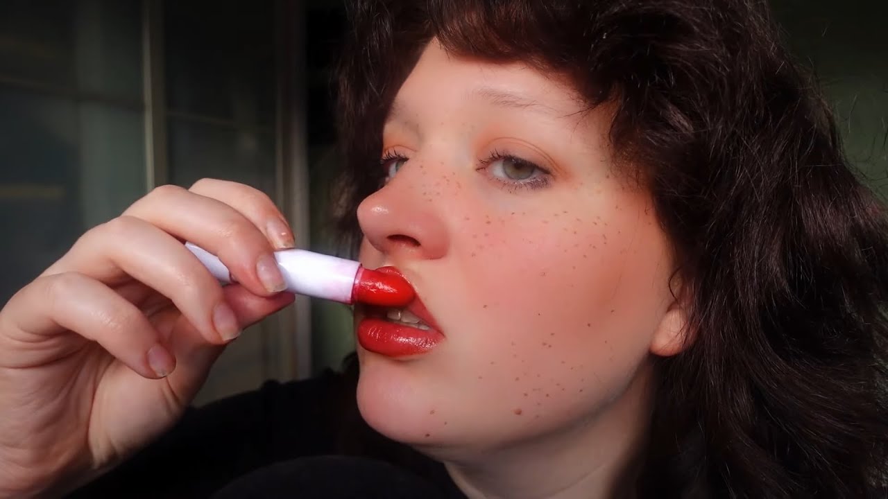 ASMR lip balm ''eating'', application and whispers (intense mouth sounds)