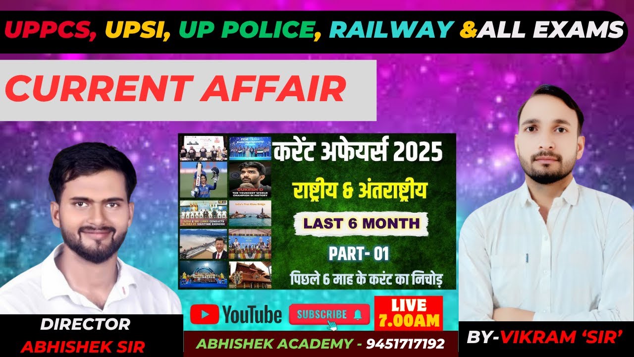 UPPCS/ upsi /UP police/LT grade /railway&all exams  current affairs PracticeSet-1 BY. Vikram Sir