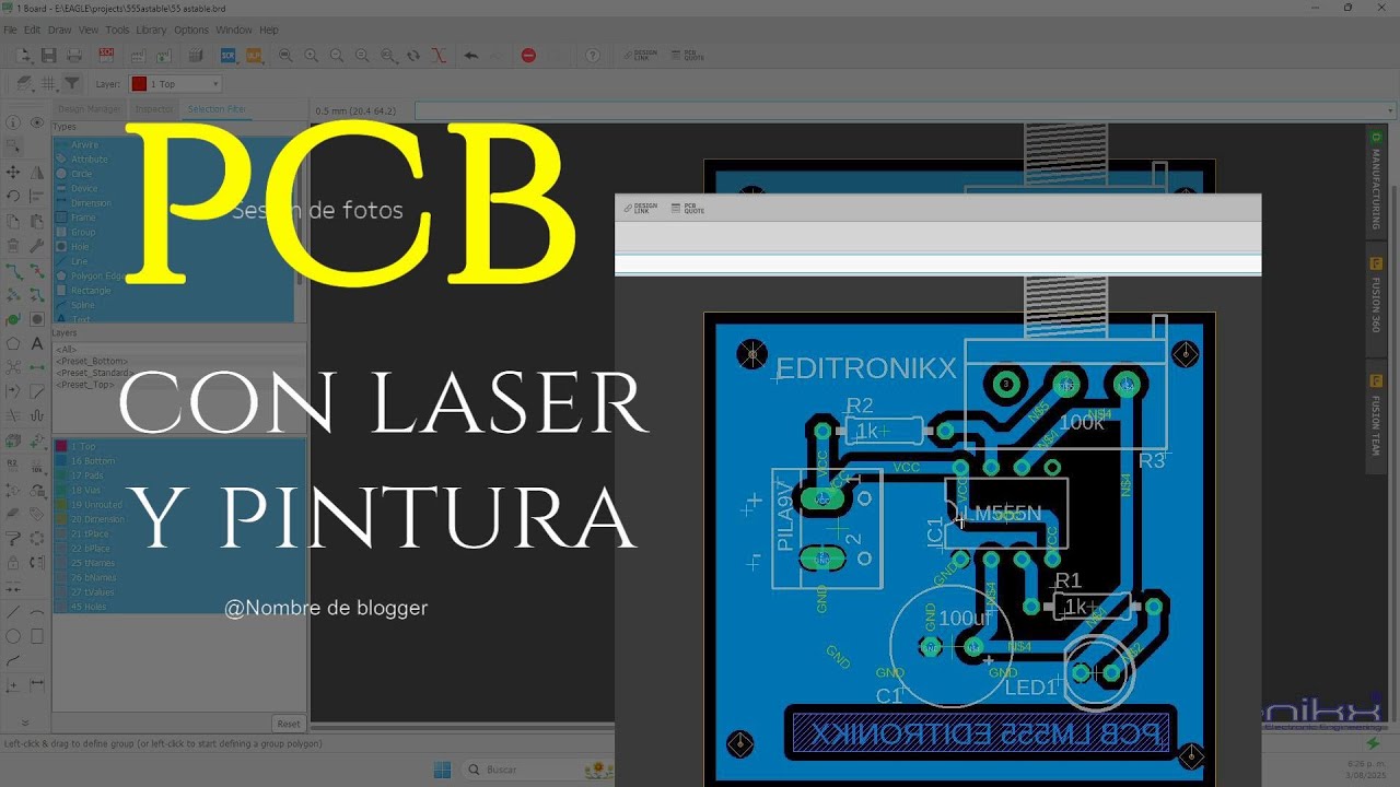 crea pcb con pintura , laser de 6w y cloruro ferrico super nitidas y profesionales