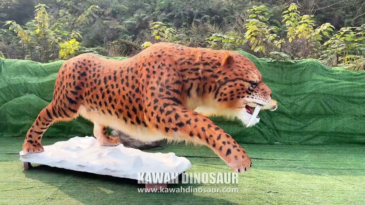 Animatronic Machairodus Statue Customized Life Size Animatronic Animals For Park