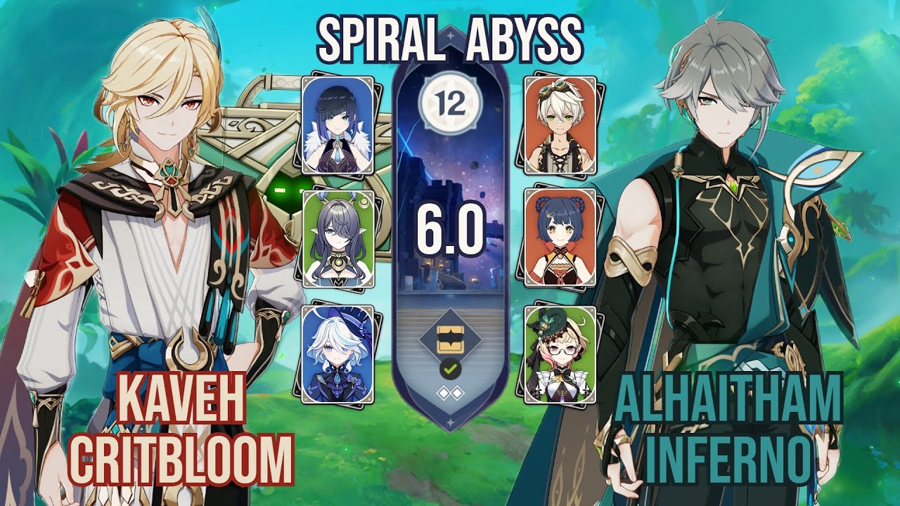 C6 Kaveh CritBloom + C2 Alhaitham Inferno | Spiral Abyss 6.0 - 5.8 | Genshin Impact