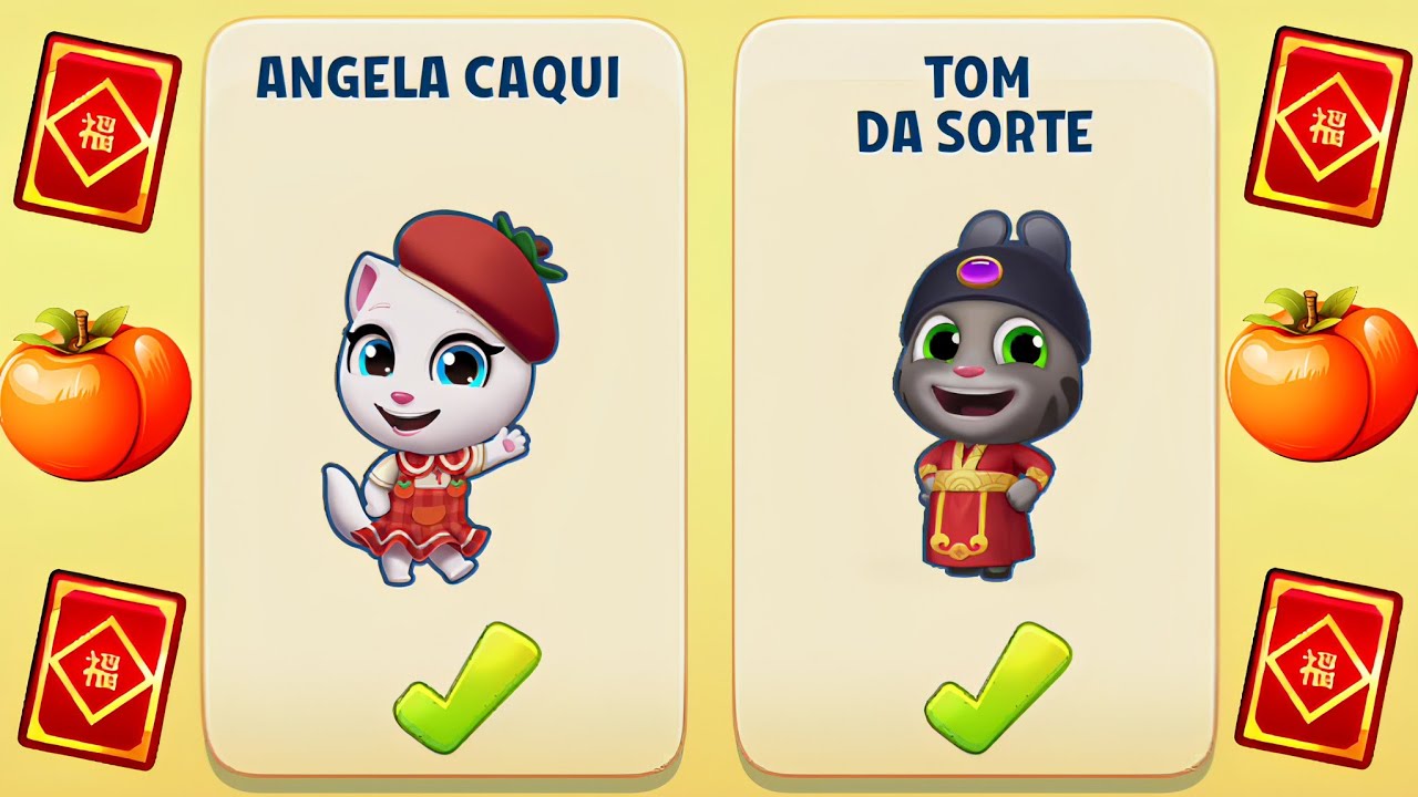 Talking Tom Gold Run Lunar New year update New year new run event Persimmon Angela vs Fortune Tom 