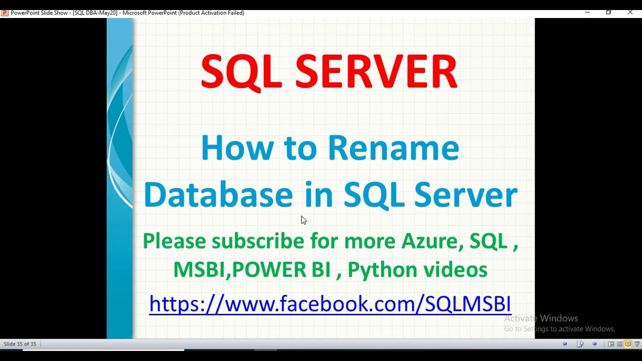 How to rename database in sql server | SQL rename database examples | sql alter database name