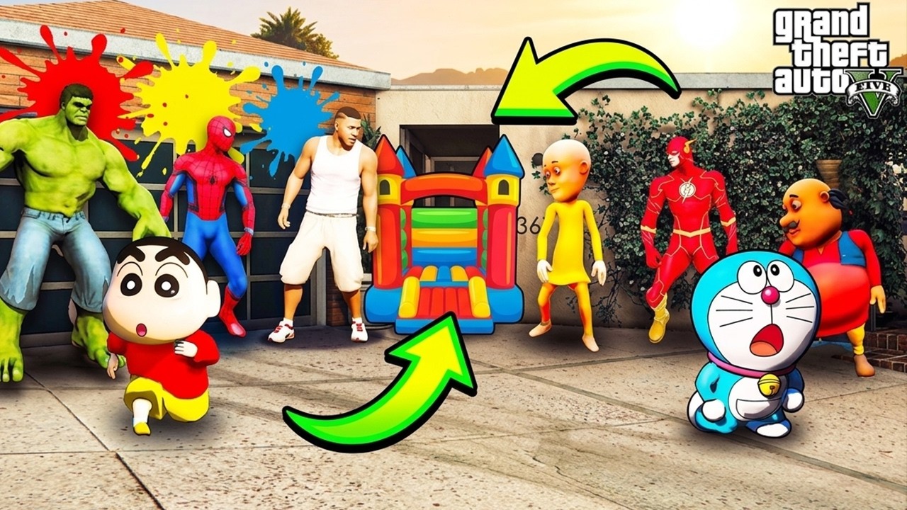 Shinchan Franklin Doraemon  Clown  in Gta V Part 2 in Telugu