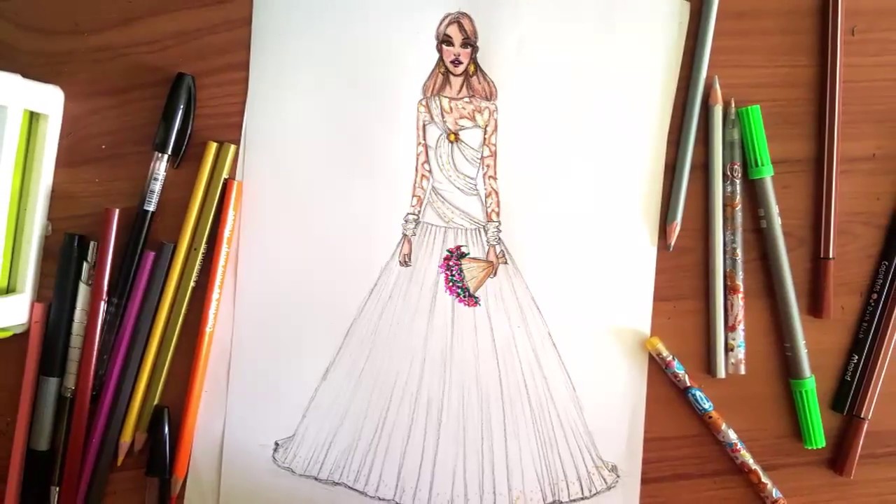 Fashion Drawing : How to draw Wedding Dress #2