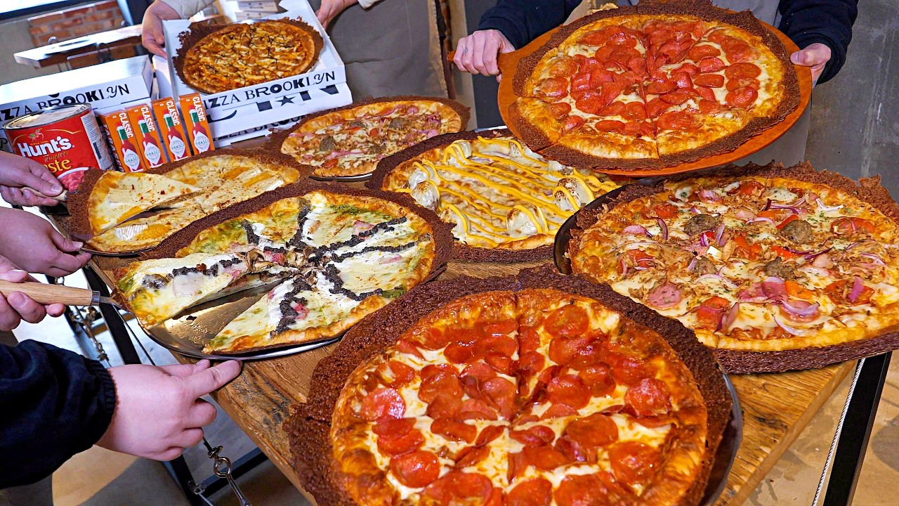 Сюда приезжают люди со всего мира! Пицца с сыром в нью-йоркском стиле / Корейская уличная еда